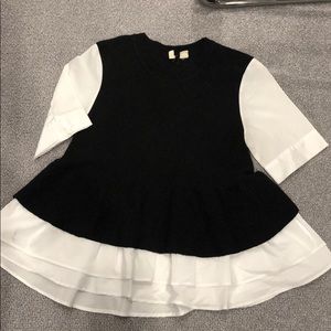 Sweater/Cotton short sleeve peplum top